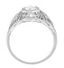 Scroll Dome Filigree 1/2 Carat Edwardian Diamond Engagement Ring in Platinum
