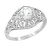 Scroll Dome Filigree 1/2 Carat Edwardian Diamond Engagement Ring in Platinum