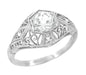 Scroll Dome Filigree 1/2 Carat Edwardian Diamond Engagement Ring in Platinum