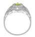 Peridot and Diamonds Filigree Scroll Dome Edwardian Engagement Ring in 14 Karat White Gold