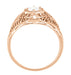 White Sapphire Filigree Scroll Dome Edwardian Engagement Ring in 14 Karat Rose Gold