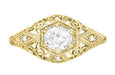 Scroll Dome Filigree Edwardian Diamond Engagement Ring in 14 Karat Yellow Gold