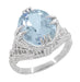 Art Deco Filigree Oval Aquamarine Ring in 14 Karat White Gold | 3.5 Carats