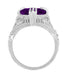 Large Oval Amethyst Art Deco Filigree Ring in 14 Karat White Gold