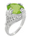 Art Deco Filigree 5.5 Carat Large Oval Peridot Statement Ring in 14 Karat White Gold