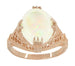 Art Deco Vintage Design Large White Opal Filigree Ring in 14 Karat Rose Gold