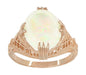 14K Rose Gold Art Deco Antique Large Natural White Opal Ring - R157R