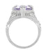 Rose de France Oval Art Deco Filigree Right Hand Ring in 14 Karat White Gold
