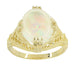 Art Deco White Opal Filigree Ring in 14 Karat Yellow Gold - October Birthstone
