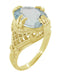 Yellow Gold Art Deco Antique Filigree Large Aquamarine Oval Ring 4.5 Carats 12x10mm - R157YA