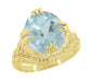 1920's Yellow Gold Art Deco 4.5 Carat Oval Aquamarine Filigree Ring