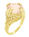 Art Deco Filigree 4.50 Carat Oval Morganite Statement Ring in 14 Karat Yellow Gold