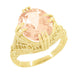 Art Deco Filigree 4.50 Carat Oval Morganite Statement Ring in 14 Karat Yellow Gold