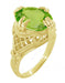 Art Deco Filigree Yellow Gold Large Oval Peridot Statement Ring - 5.5 Carats