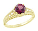 Raspberry Rhodolite Garnet and Diamond Filigree Ring in 14 Karat Yellow Gold