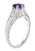 Amethyst and Diamond Filigree Engagement Ring in Platinum