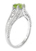 Filigree Peridot and Diamond Art Deco Engagement Ring in 14 Karat White Gold