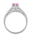 Art Deco Filigree Pink Sapphire and Diamond Vintage Style Engagement Ring in 14 Karat White Gold