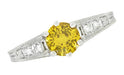 1920's Art Deco Yellow Sapphire and Diamond Filigree Platinum Engagement Ring