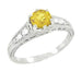 1920's Art Deco Yellow Sapphire and Diamond Filigree Platinum Engagement Ring