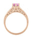 Art Deco Pink Sapphire and Diamonds Filigree Engagement Ring in 14 Karat Pink ( Rose ) Gold