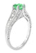 Antique Deco Style Filigree Spearmint Green Tourmaline and Diamond Engagement Ring in 14 Karat White Gold