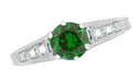 Art Deco Filigree Tsavorite Garnet Engagement Ring in 14 Karat White Gold