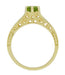 Art Deco Filigree Peridot and Diamond Engagement Ring in 14 Karat Yellow Gold