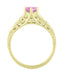 Antique Style Pink Sapphire and Diamonds Filigree Art Deco Engagement Ring in 14 Karat Yellow Gold