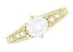 1920's White Sapphire Filigree Engagement Ring in 14 Karat Yellow Gold