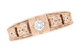 Art Deco Filigree Engraved Diamond Engagement Ring in 14 Karat Rose Gold