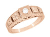 Art Deco Filigree Engraved Diamond Engagement Ring in 14 Karat Rose Gold