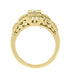 Yellow Gold Art Deco Engraved Tiered Filigree Diamond Engagement Ring