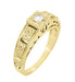 Yellow Gold Art Deco Engraved Tiered Filigree Diamond Engagement Ring
