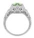 Art Deco Vintage Engraved Filigree 1 Carat Green Sapphire Engagement Ring in 14 Karat White Gold