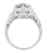 Art Deco Engraved Filigree Morganite Engagement Ring in 14 Karat White Gold