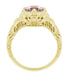 Art Deco Engraved Filigree Morganite Engagement Ring in 14 Karat Yellow Gold