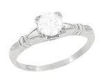 Art Deco Platinum Hearts and Clovers Diamond Solitaire Engagement Ring