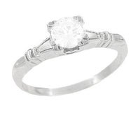 Art Deco Platinum Hearts and Clovers Diamond Solitaire Engagement Ring