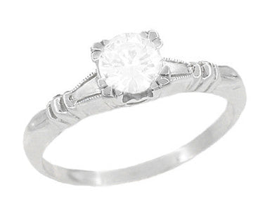 Art Deco Platinum Hearts and Clovers Diamond Solitaire Engagement Ring