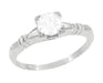 Art Deco Platinum Hearts and Clovers Diamond Solitaire Engagement Ring