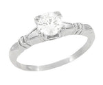 Art Deco Hearts and Clovers White Sapphire Solitaire Engagement Ring in Platinum