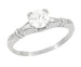 Art Deco Hearts and Clovers White Sapphire Solitaire Engagement Ring in Platinum