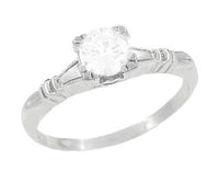 1930's Art Deco Hearts and Clovers Diamond Solitaire Engagement Ring in 14 Karat White Gold
