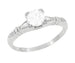 1930's Art Deco Hearts and Clovers Diamond Solitaire Engagement Ring in 14 Karat White Gold