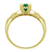 Art Deco Hearts and Clovers Solitaire Emerald Engagement Ring in 14 Karat Yellow Gold