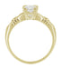 Art Deco Clovers and Hearts Yellow Gold Solitaire White Sapphire Engagement Ring