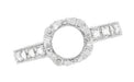 Art Deco Loving Butterflies Filigree Engagement Ring Setting for a 1 Carat Round Diamond in 18 Karat White Gold