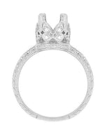 Art Deco Loving Butterflies Filigree Engagement Ring Setting for a 1 Carat Round Diamond in 18 Karat White Gold