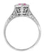 Hexagonal Art Deco Pink Sapphire Filigree Engagement Ring in 14K White Gold